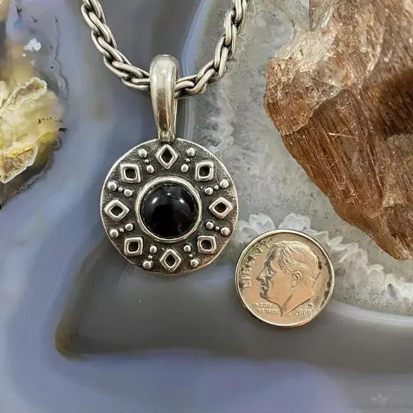 Carolyn Pollack Sterling Onyx Double Sided Decorated Serpent Pendant For Women - Picture 8 of 10